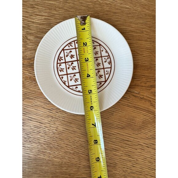 4 Vintage Homer Laughlin Sheffield Scandia Brown Fleur De Lis 6.25" Plates - Picture 7 of 7